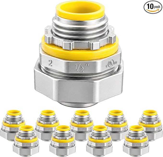 10-Pack Liquid Tight Connector Straight 1/2 Inch UL Listed | Zinc die-cast metal by AIRTAK