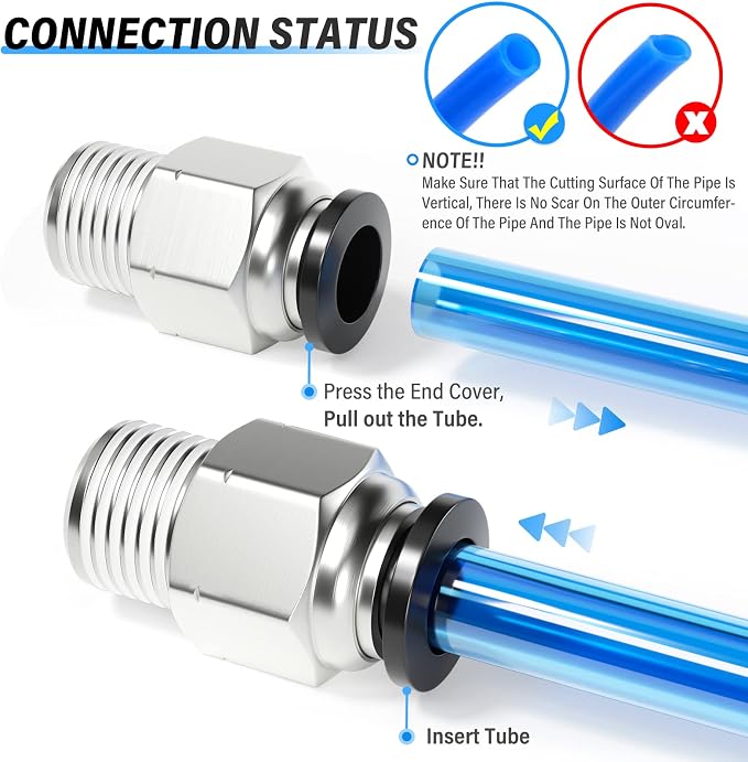 TAILONZ PNEUMATIC Male Straight 12mm Tube OD x 1/8 Inch NPT Thread Push to - Image 6