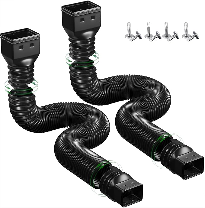2 Pack Rain Gutter Downspout Extensions Flexible, Down Spout Extender Diverter - Image 8