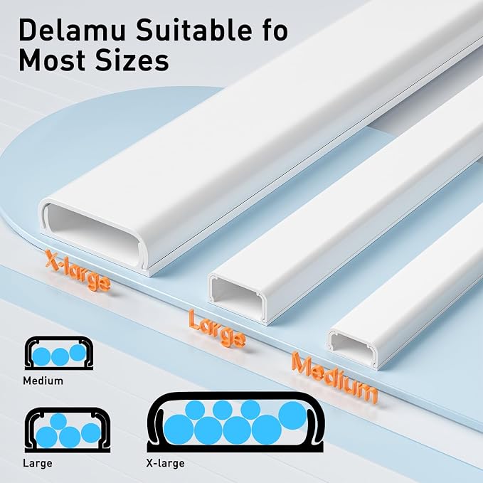 Delamu Cord Covers for 3-4 Wires on Wall, 56.7in Cord Hider Wire Covers for - Image 8