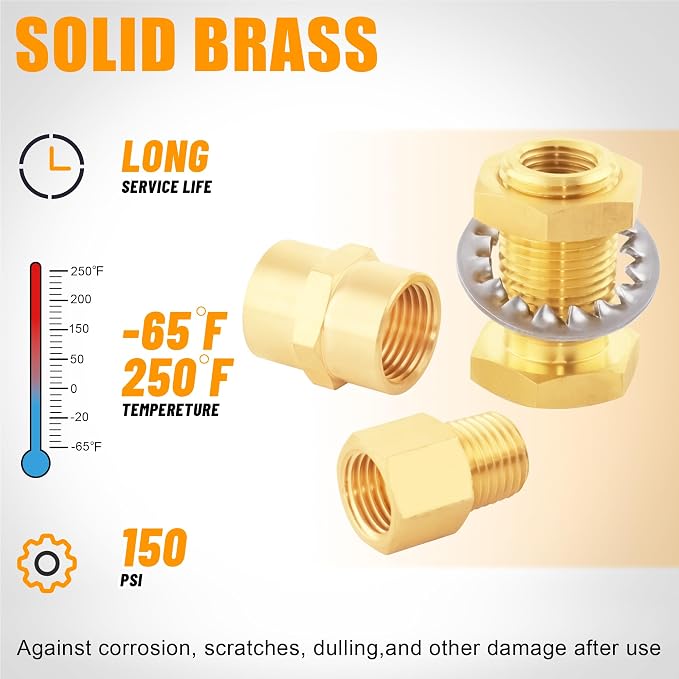 92PCS Brass Pipe Fittings Assortment Kit, 1/8" 1/4" 3/8" 1/2" NPT | Adapter - Image 3