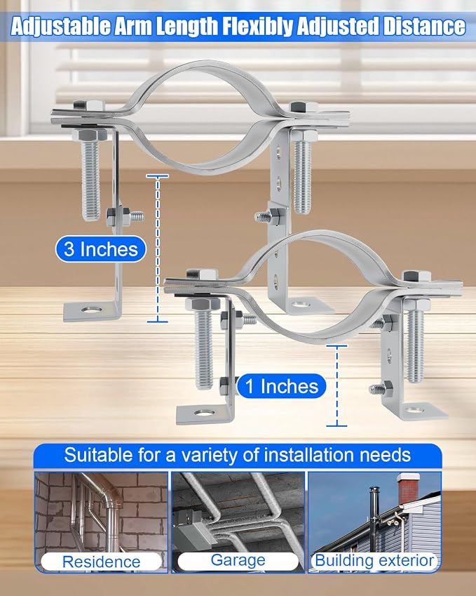 3 Inch Adjustable Pipe Bracket, Split Ring Stove Hanger Chimney Pipe Holder | B - Image 4