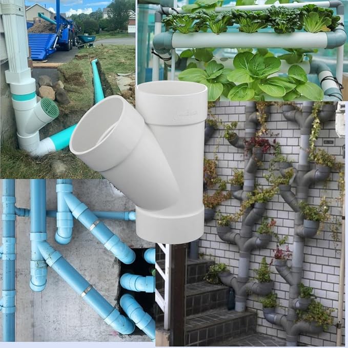 1.5" PVC 45 Degree Wye DWV Sanitary Y-TEE Street Drain Waste white | Vent PVC - Image 3