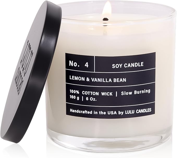 Lulu Candles | Lemon & Vanilla Bean | Luxury Scented Soy Jar Candle | Hand by LULUCANDLES