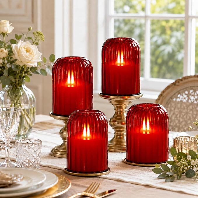 Lezonic Red LED Flameless Candles, Dancing Flickering Flame Real Wax, Home Decor - Image 2