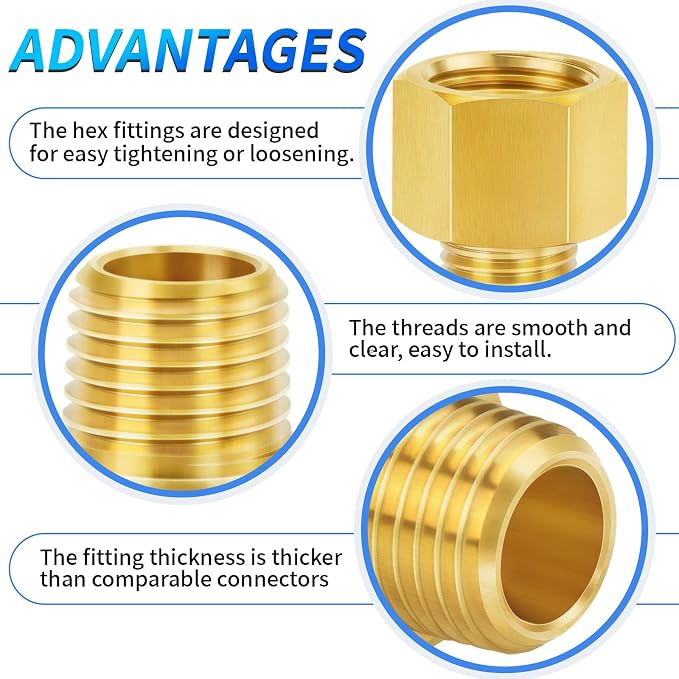 ChillWaves Brass Pipe Fitting Extension Adapter 3/8" NPT Female x 3/8" NPT Male - Image 4