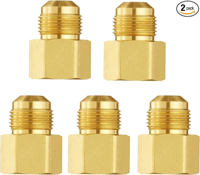Brass Flare Tube Fitting Adapter 3/8" Male Flare x 1/2" NPT Female Reducer by ANPTGHT
