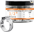 60pcs 1/2 inch PEX Cinch Clamps Rings, 304 Stainless Steel Pex Crimp Rings by WYSIYWYKA