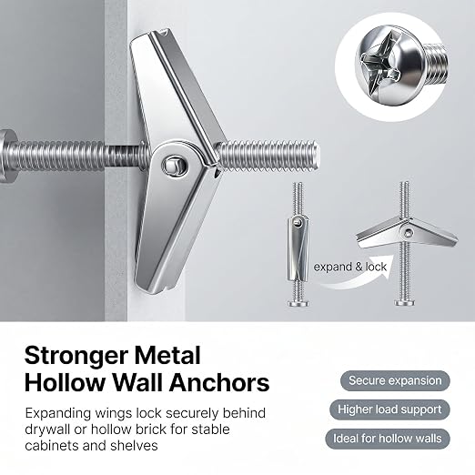weideer 165PCS 8Sizes Drywall Anchors and Screws Kit, Toggle Bolts and Wing Nut - Image 3