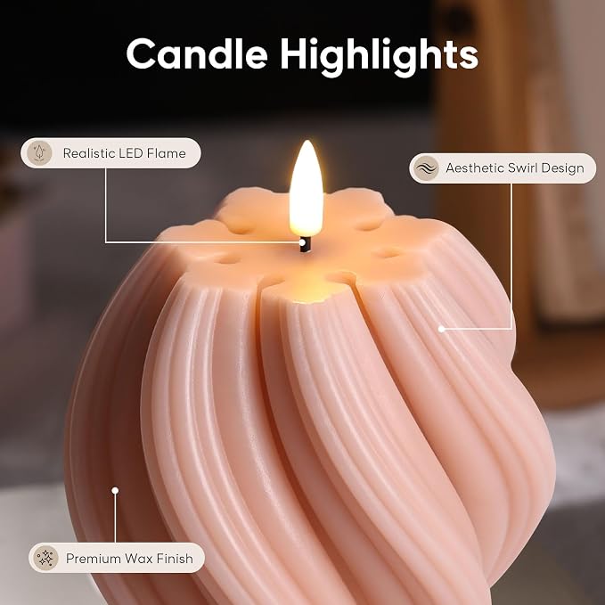 Dusty Pink Swirl Flameless Candle - Image 4