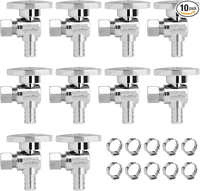 WiseWater Angle Stop Valve 1/2" PEX x 3/8" Compression | Heavy Duty by WiseWater
