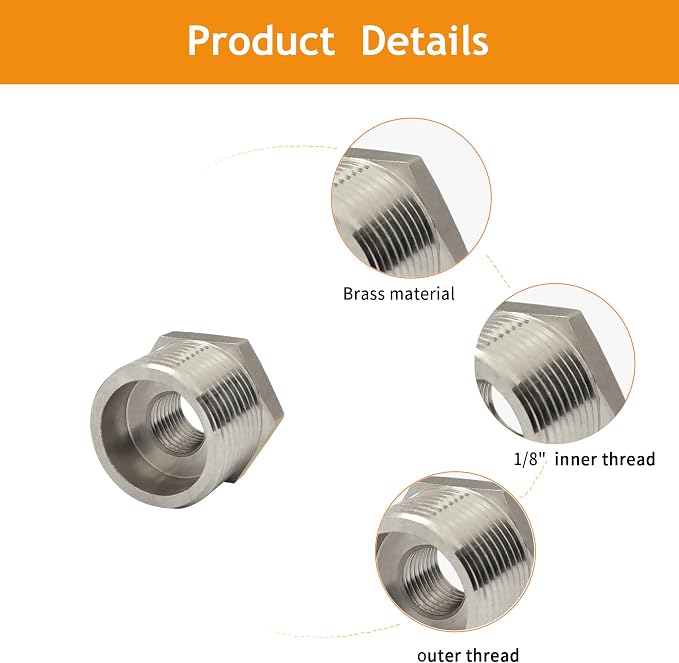 3/4" NPT Male to 1/2" NPT Female Reducer Bushing, 304 Stainless Steel Pipe Hex - Image 3