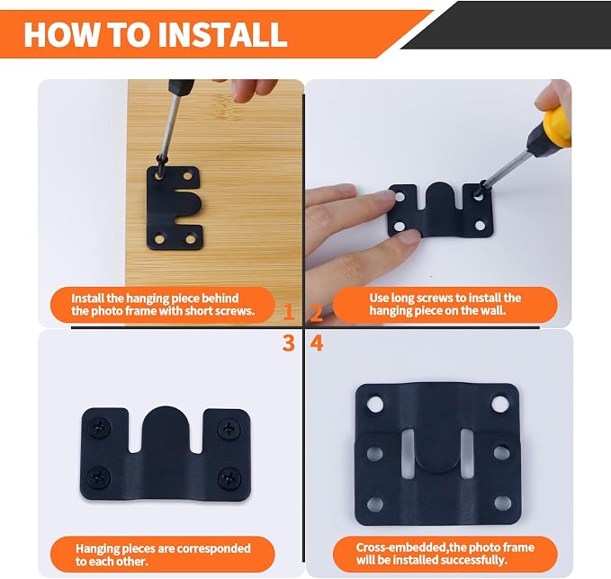 Stainless Steel Flush Mount Bracket, Interlocking Heavy Duty Photo Frame Hook - Image 5