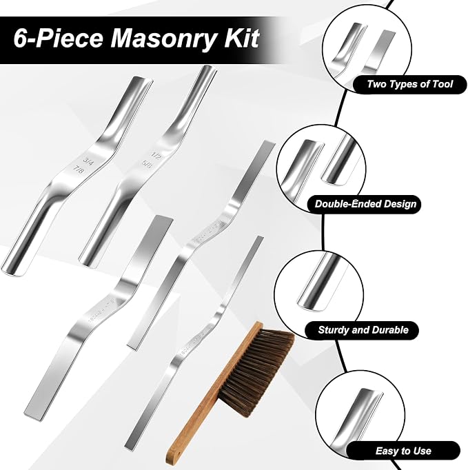 6 Pack Double Ended Brick Jointer and Tuck Pointer Set - Image 3