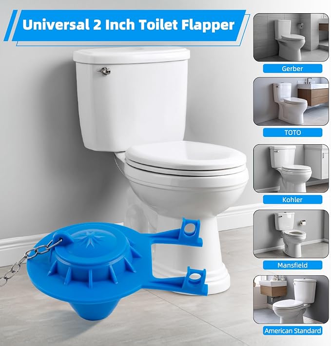 Universal 2-Inch Toilet Flapper, Adjustable Metal Chain, Chlorine-Resistant | - Image 5