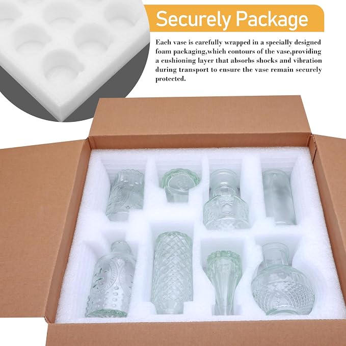 Clear Flower Vase Set, Glass Bud Vase in Bulk Set of 8 | Artistic and Cultural - Image 7