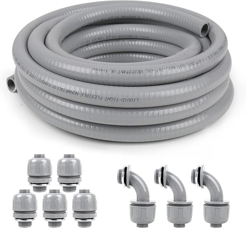1 inch 25ft Liquid-Tight Conduit and Connector Kit, Flexible Non-Metallic by HoserememberElecoman