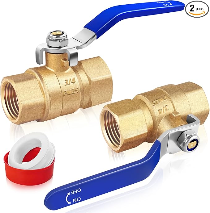 3/4 inch Forged Brass Ball Valve, 600 WOG Long Handle Metal Plumbing Full Bore by Boltigen