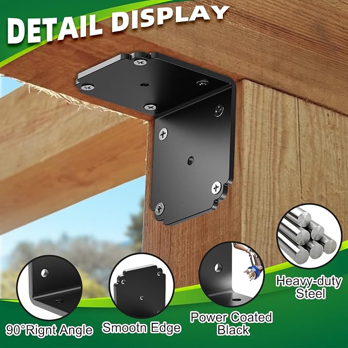 4 PCS 6" x 6" x 5" L Right Angle Bracket, Heavy Duty Corner Brace | - Image 4