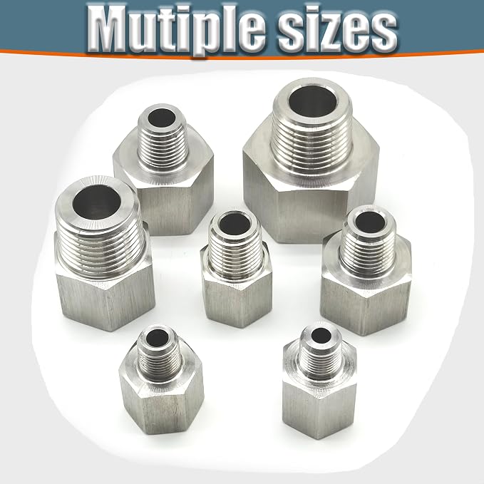 3/8" Female to 1/4" Male NPT Reducer Adapter, 304 Stainless Steel Reducing Pipe - Image 8