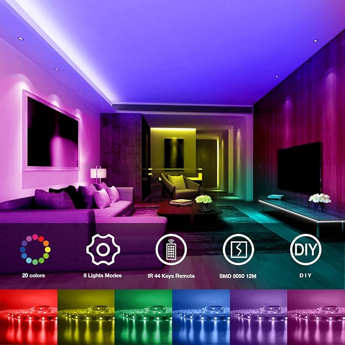 DAYBETTER Led Strip Lights 40ft, RGB Color Changing Led Strips - Image 2