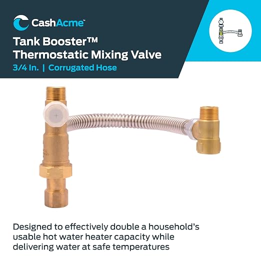 Cash Acme 3/4 Inch Tank Booster Water Heater Thermostatic Mixing Valve - Image 2