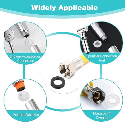 Mabor 20Pcs Rubber Washer for Shower Head, Stainless Steel Mesh Seal Ring Gasket - Image 5