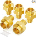 GASHER 5PCS 1/2"NPT Brass Union Pipe Fitting | 1/2 Inch Male x 1/2 Inch Female by GASHER