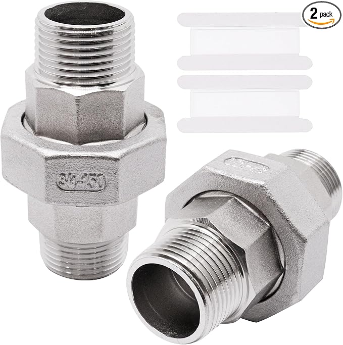 2Pcs Cast Pipe Fittings Union, 3/4" NPT Male x 3/4" NPT Male Thread 304 by SWZHAI