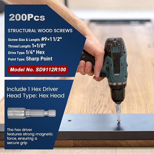 Mech.Galv.#9 x 1-1/2" Joist Hanger Screws-100 Qty, 9112R100 Hurricane Screws | - Image 2