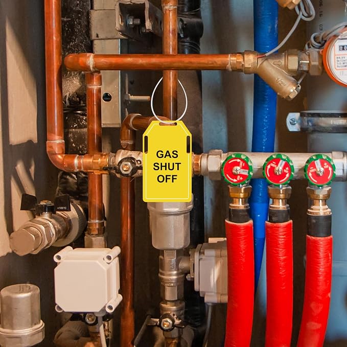 48 PCS Shut Off Valve Tags 5 x 3 Inch Plastic | Red Hot Water Shut Off Yellow - Image 5