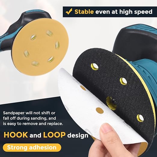 HARFINGTON 1000Pcs 5Inch Sanding Discs 120Grit Yellow Aluminum Oxide 8 Hole | - Image 3