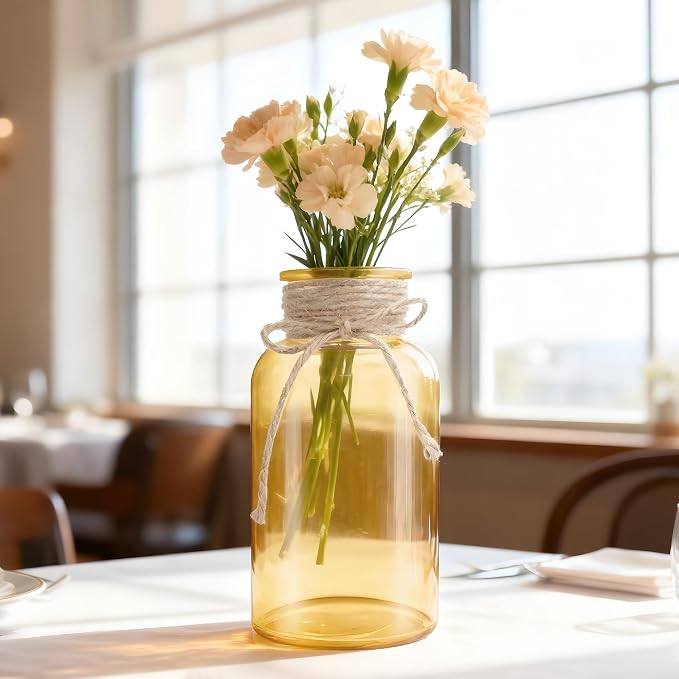 3 Pack Mason Jar Vases for Centerpieces, Wide Mouth Mason Jars - Image 4