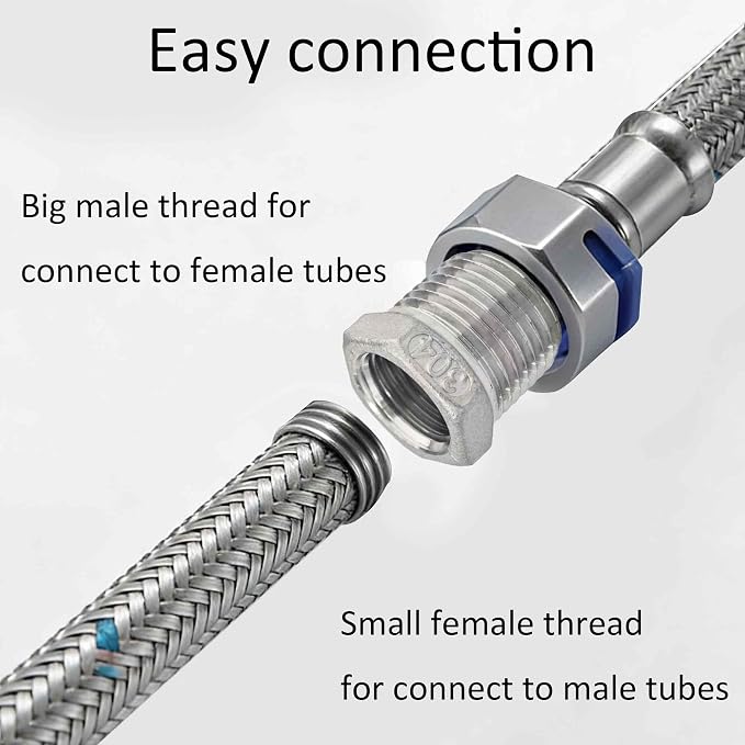 3PCS 304 Stainless Steel Reducer Hex Bushing, 3/4" NPT Male to 1/2" NPT Female - Image 5