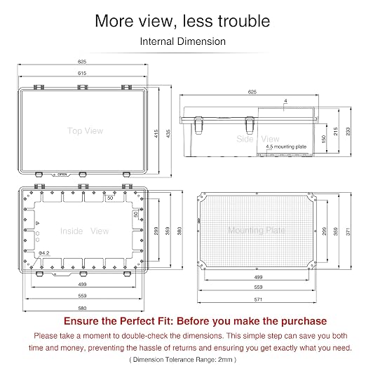 QILIPSU UL94-V0 Outdoor Electrical Box 24.2"x16.4"x9.1" Waterproof Junction Box - Image 6