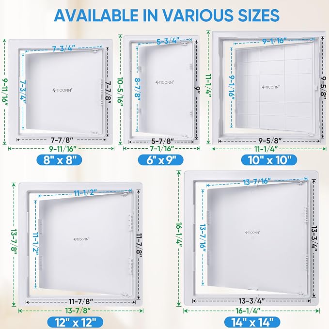 TICONN Access Panel for Drywall, 10 x 10 Inch ABS Plastic Wall Hole Cover - Image 5