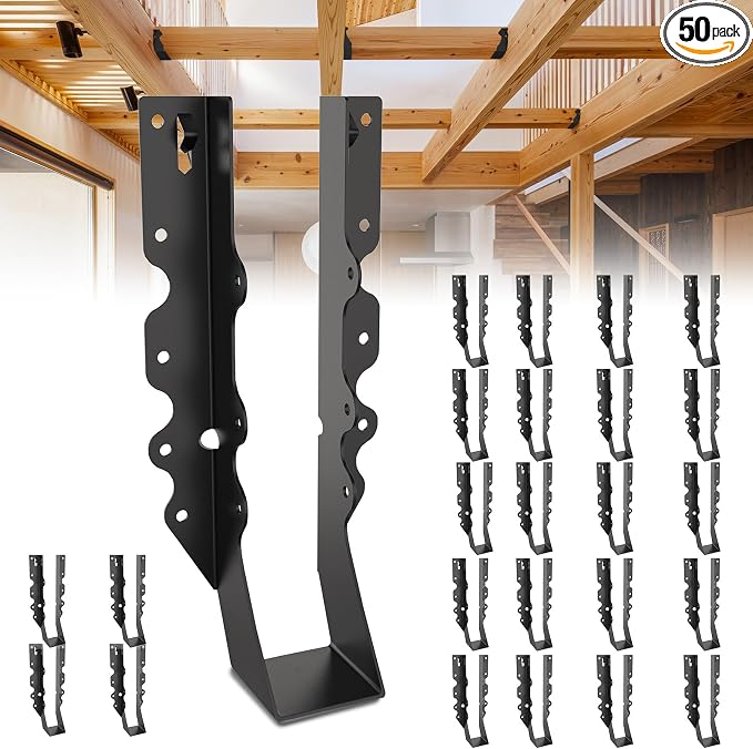 20Pcs Black 2x10 Joist Hangers for Wood, 18 Gauge Face Mount Joist Hanger by Levendor