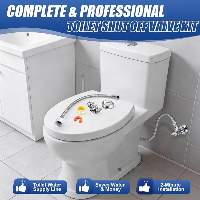 Dreyoo Complete Toilet Shut Off Valve Set - Image 3
