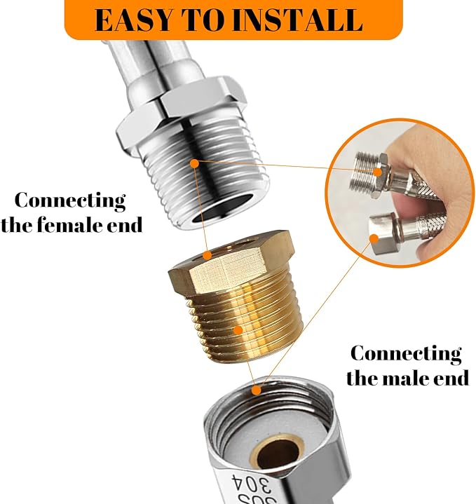 2 Pcs Brass Bushing 1/4" Male to 1/8" Female, 1/4 Brass Fitting to 1/8 NPT - Image 7