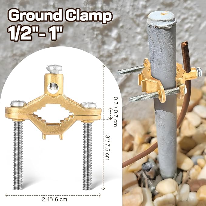 Feekoon 1 Pcs 1/2" to 1" Ground Clamp, #10 to #2 Wire Range | Copper Alloy - Image 6