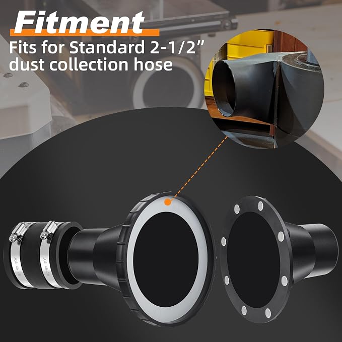 2-1/2 Inch Magnetic Dust Collection Connector w/ 2.5”Dust Control Flex Cuff | - Image 5