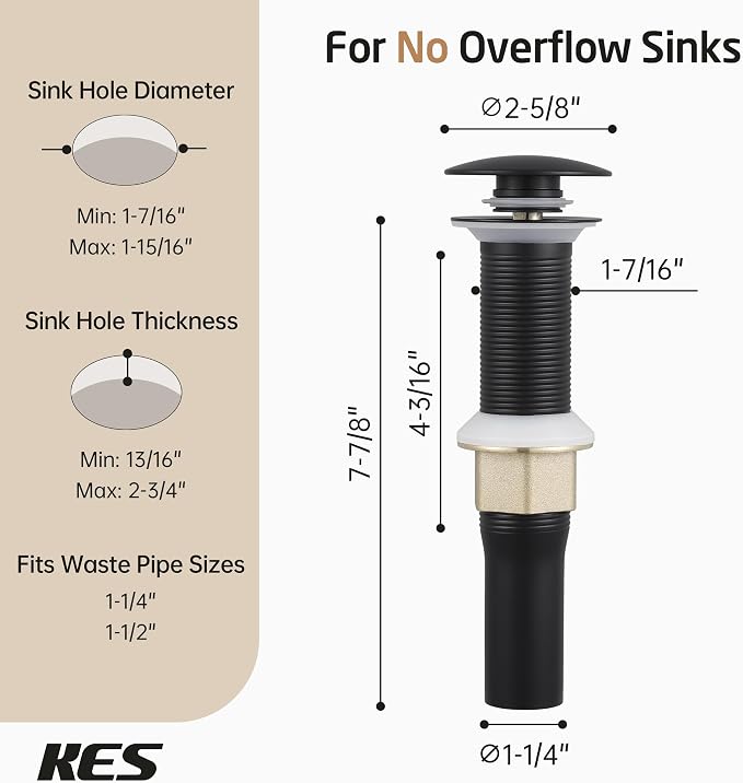 KES Bathroom Sink Drain with Strainer Basket Hair Catcher Anti Clog Pop Up - Image 8