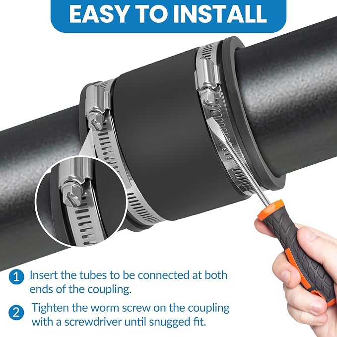 2 Pcs 2-1/2 IN Flexible PVC Pipe Coupling - Image 6