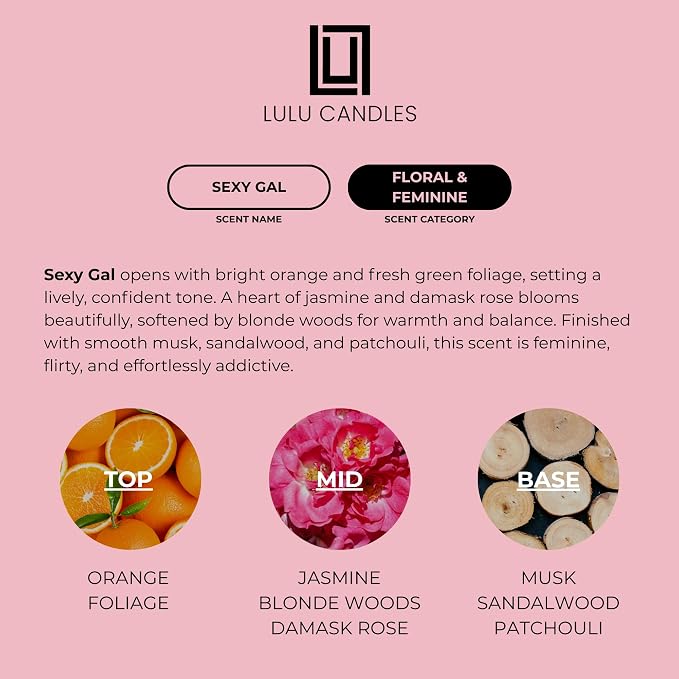 Lulu Candles | Sexy Gal | Luxury Scented Soy Jar Candle | Hand Poured in The - Image 4