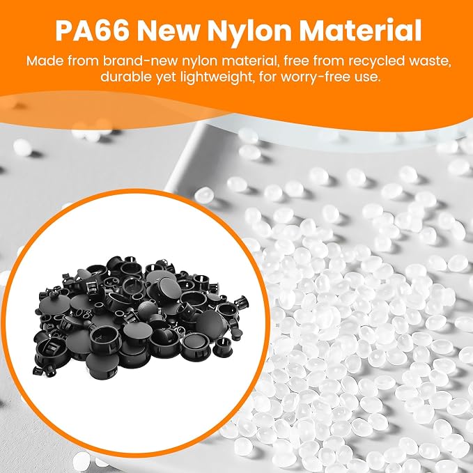 190 Pcs Black Plastic Hole Plugs, 9 Sizes Round Screw Hole Plugs | Flush Type - Image 6