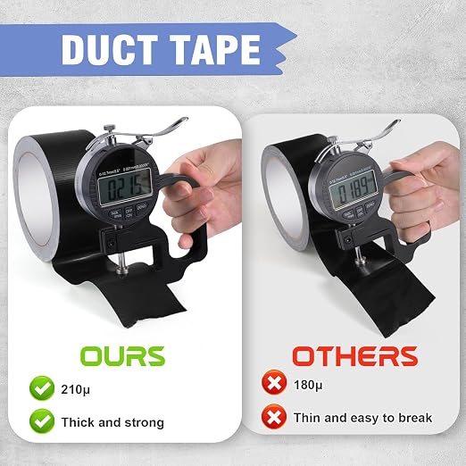 3Pack Black Duct Tape 2IN x 132Yd Total Heavy Duty Waterproof Tape | 8.27Mil - Image 5