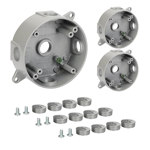 Gray Aluminum Round Weatherproof Outlet Box, 3 Pack 5-0.5 inch Holes | 15.8 cu by XGGYA