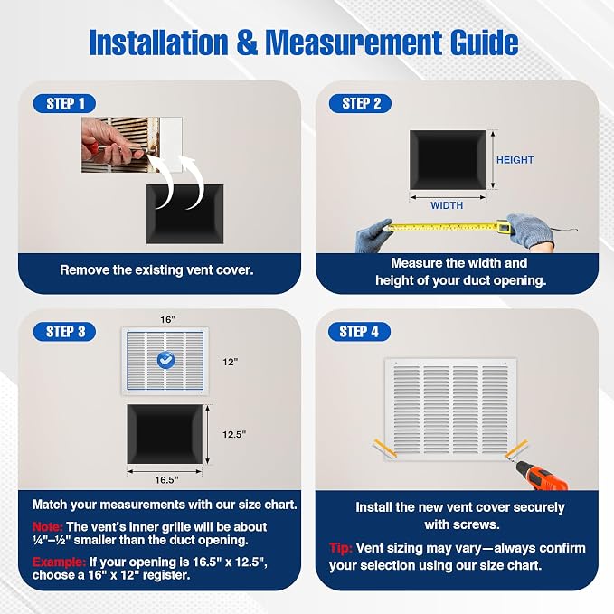 Fancat 16x12 Duct Opening | Steel Return Air Grille | Vent Cover Grill - Image 6