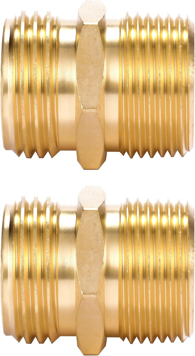 2 Pack 3/4" GHT to 3/4" NPT Male Connector, Brass Garden Hose Fitting, Male - Image 4
