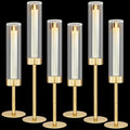 Glass Hurricane Candlestick Holders Gold, KSWING Set of 6 Taper Candle Holders by Unknown